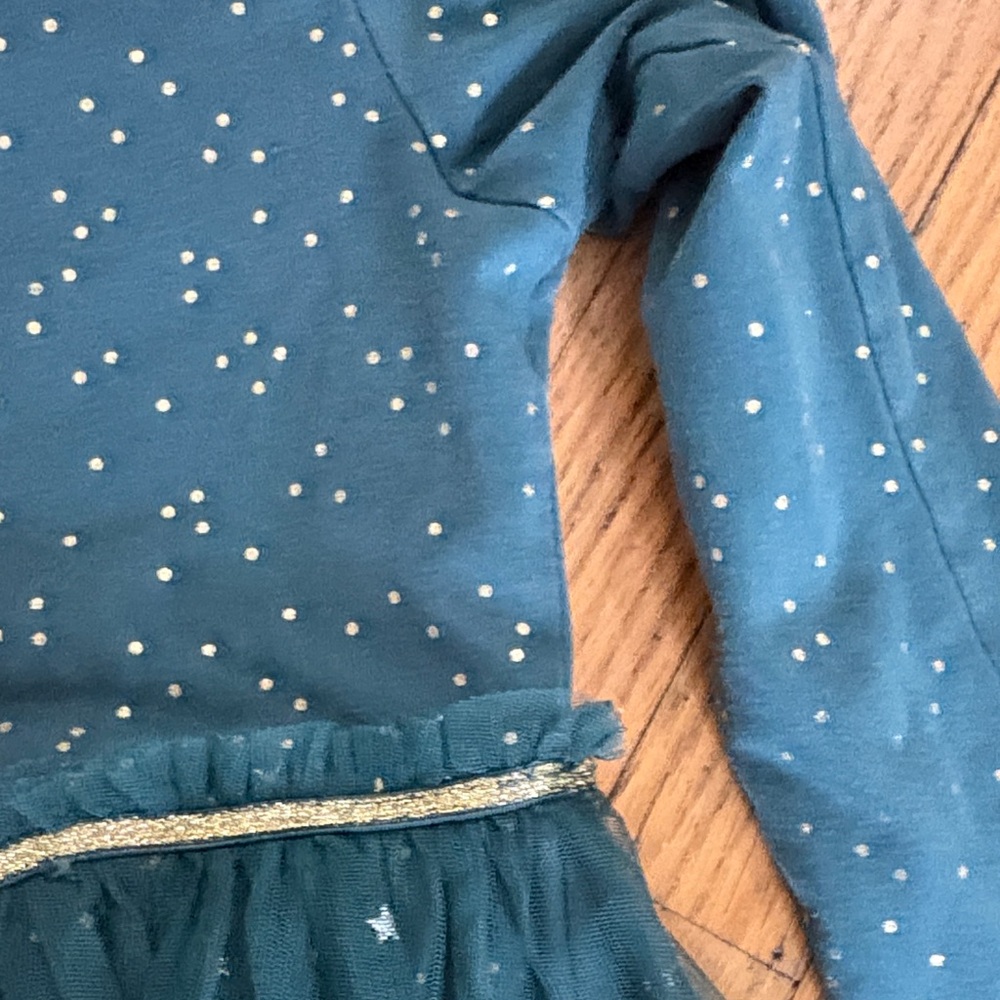 *Hanna Andersson Green Long Sleeve Tulle Star Dress-size 6-7 - Picture 6 of 8